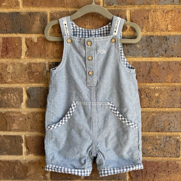 Calvin Klein Toddler Pocketed Blue Overalls 100% Cotton Size 18 Months - Picture 1 of 7
